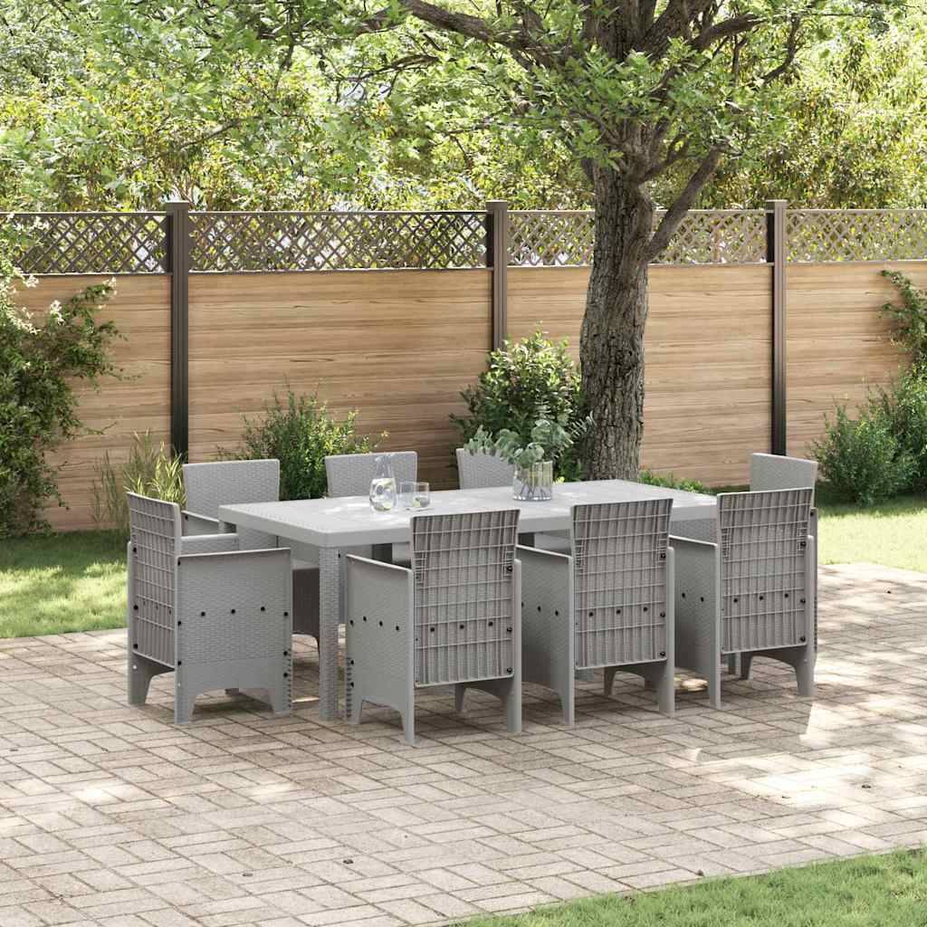 vidaXL Garten Essgruppe 9 pcs Hellgrau Polypropylen