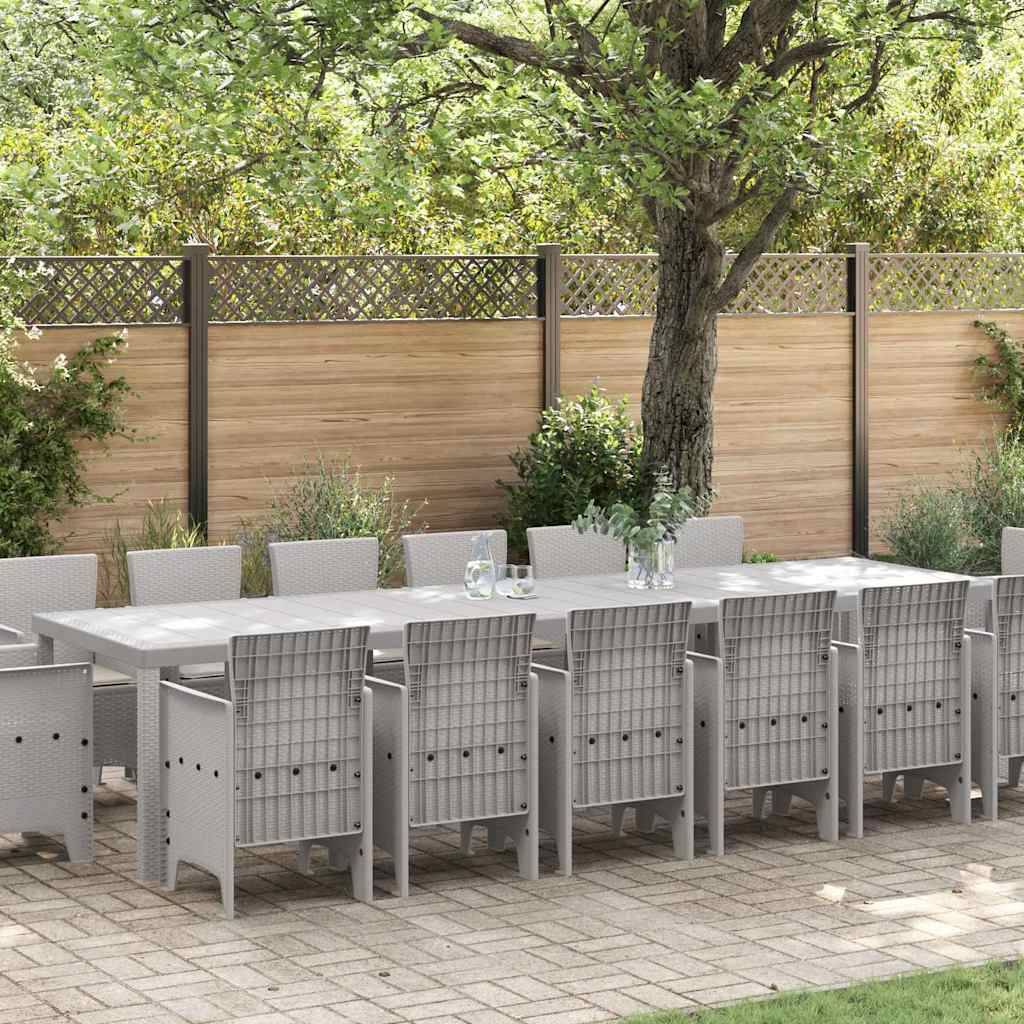 vidaXL Garten Essgruppe 15 pcs Hellgrau Polt Rattan