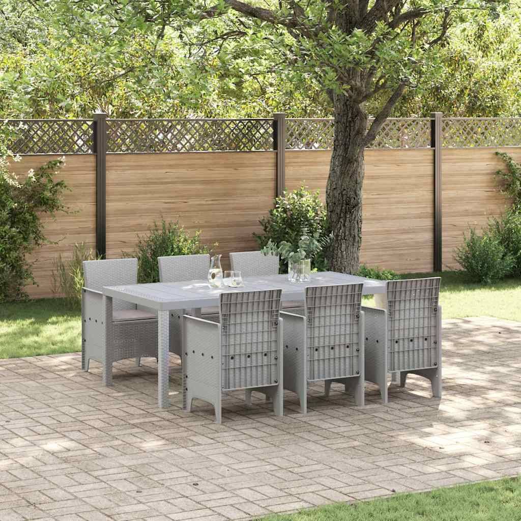 vidaXL Garten Essgruppe 7 pcs Hellgrau Polypropylen