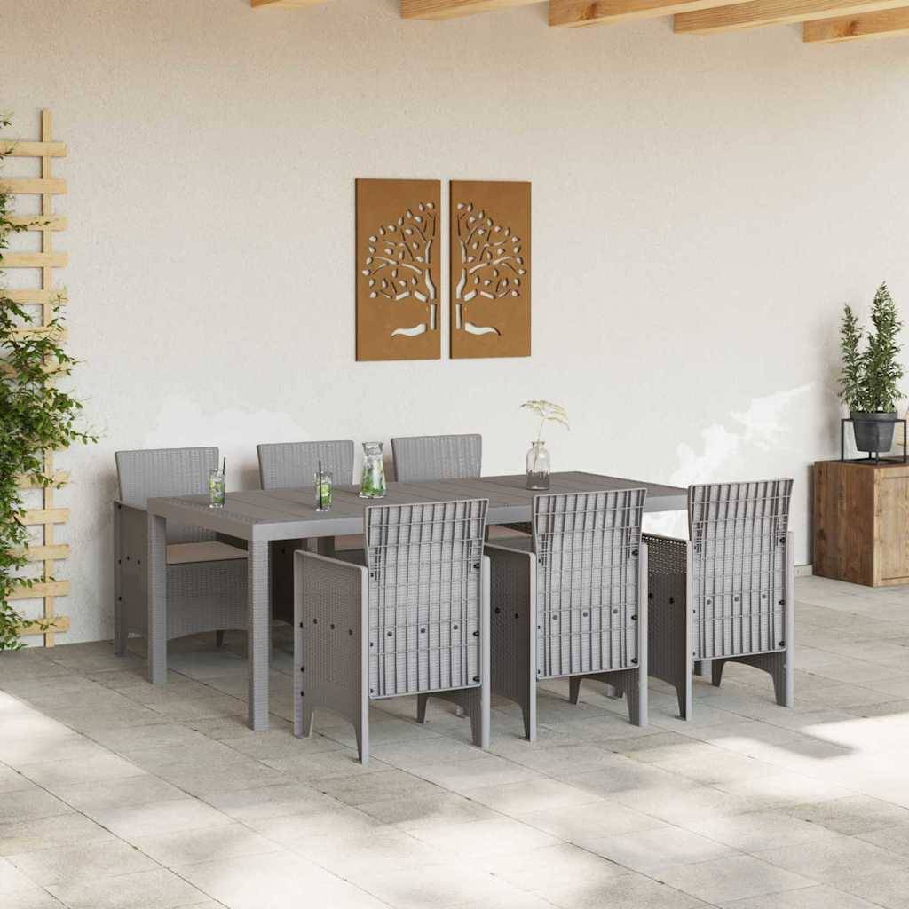 vidaXL Garten Essgruppe 7 pcs Hellgrau Polypropylen