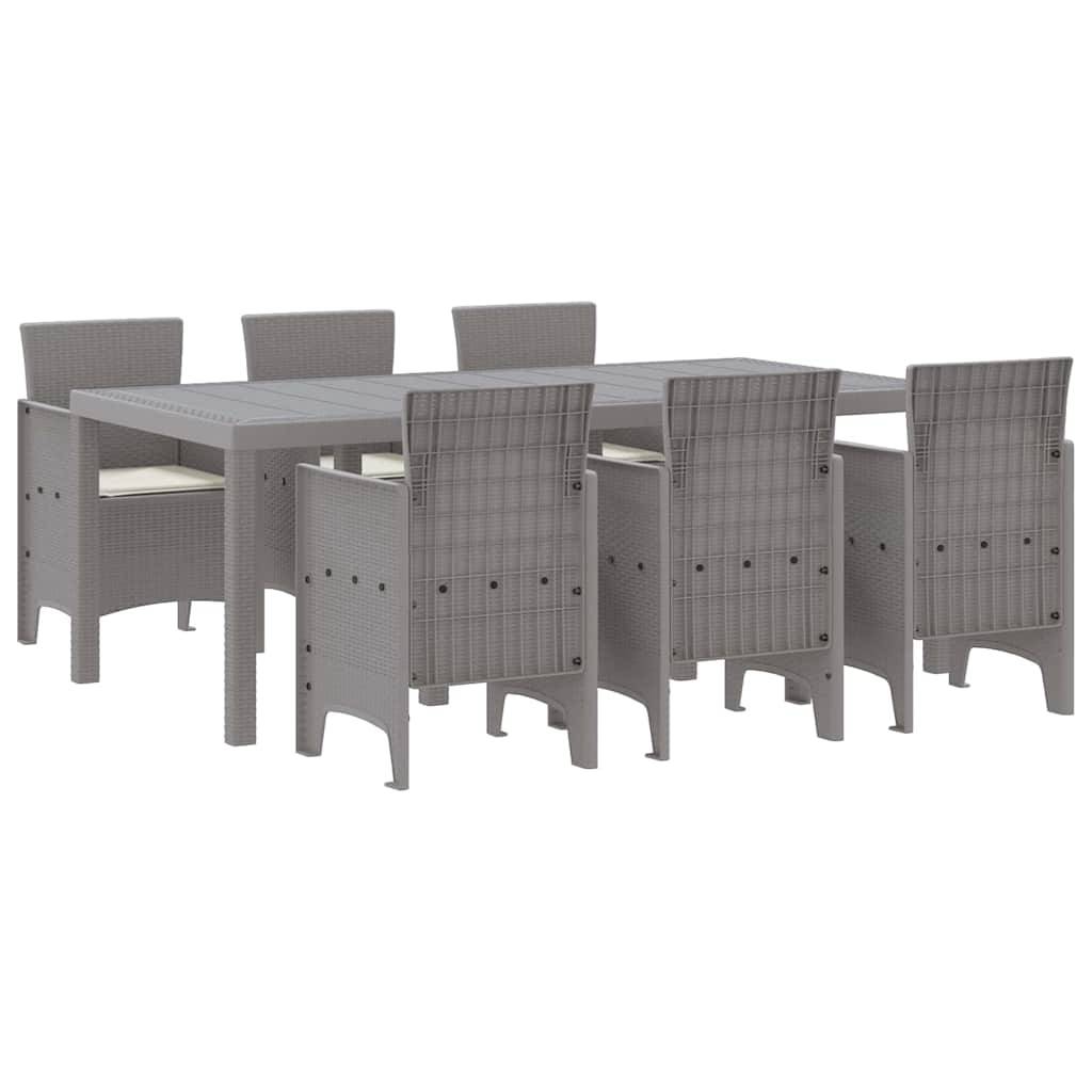 vidaXL Garten Essgruppe 7 pcs Hellgrau Polypropylen