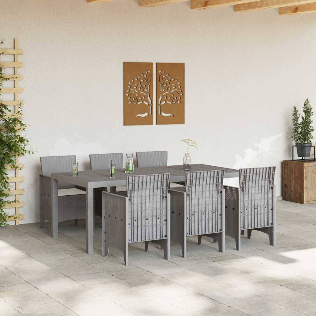vidaXL Garten Essgruppe 7 pcs Hellgrau Polypropylen