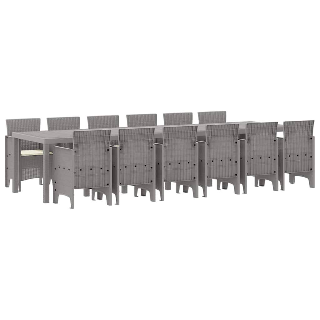 vidaXL Garten Essgruppe 13 pcs Hellgrau Polt Rattan