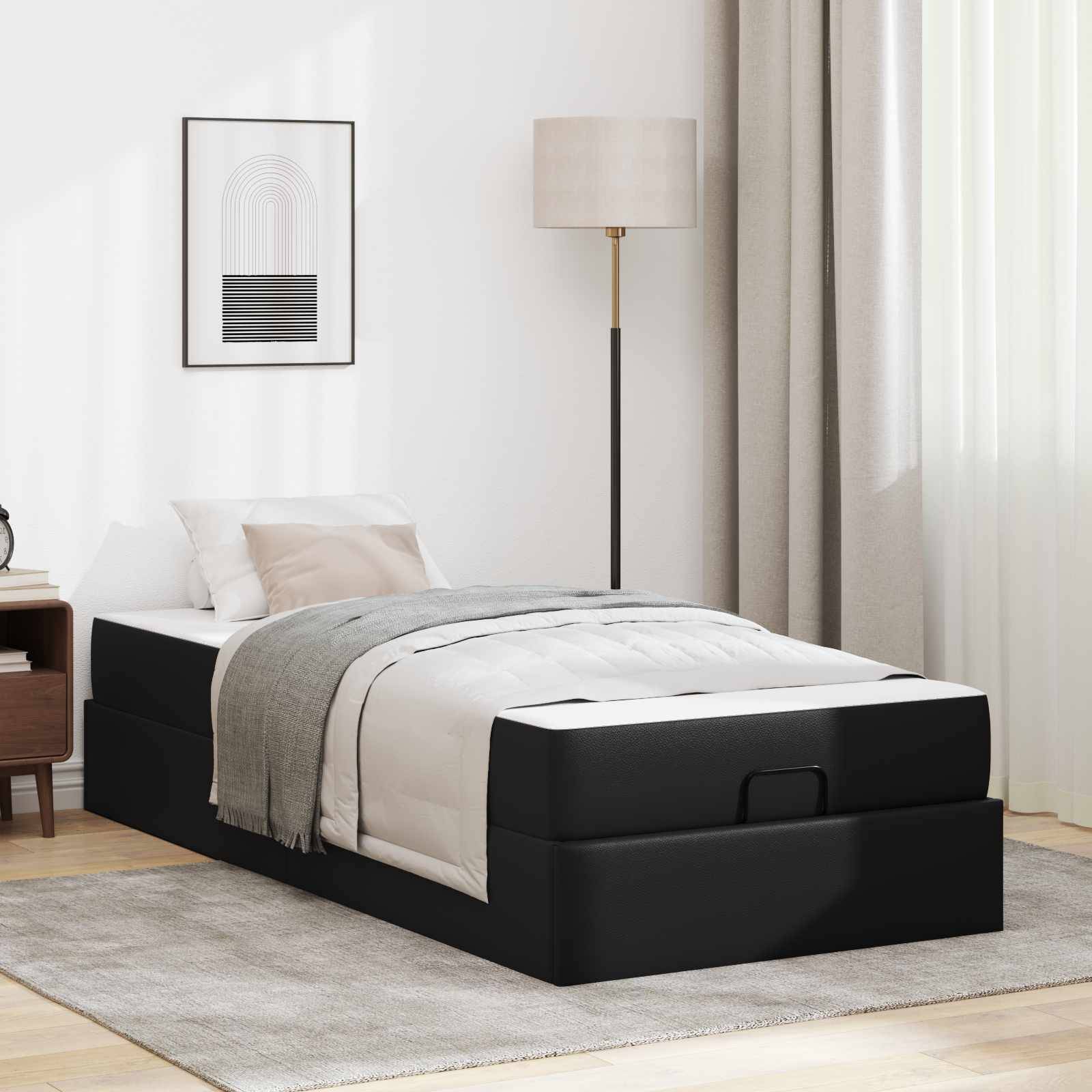 vidaXL Bettgestell mit Matratze Sonstiges 2 pcs Schwarz PVC