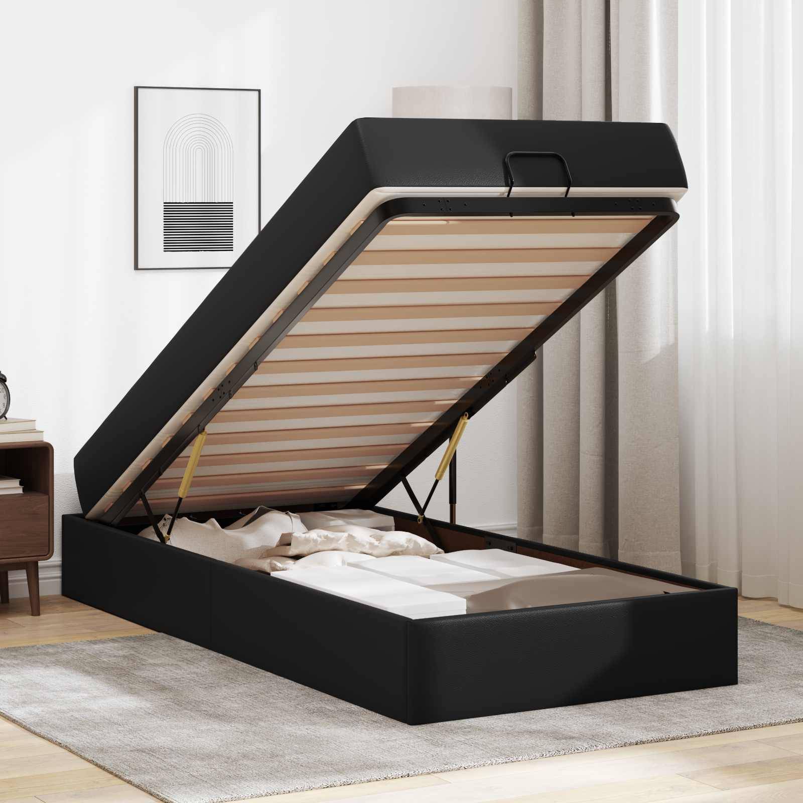 vidaXL Bettgestell mit Matratze Sonstiges 2 pcs Schwarz PVC