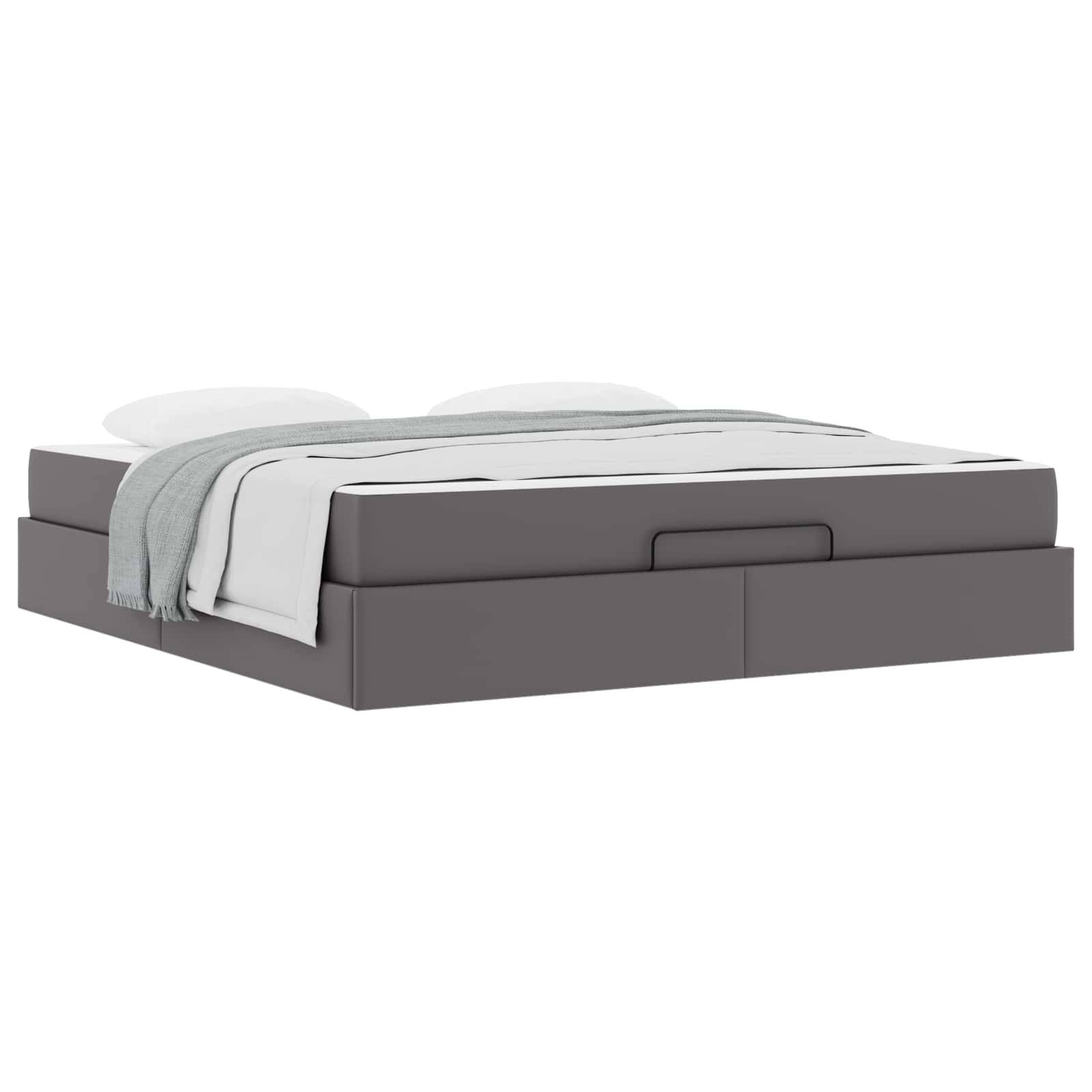 vidaXL Bettgestell mit Matratze Sonstiges 2 pcs Grau PVC
