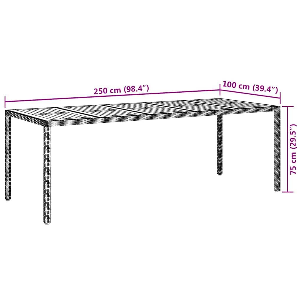 vidaXL Gartentisch Schwarz 250 x 100 x 75 cm Poly-Rattan