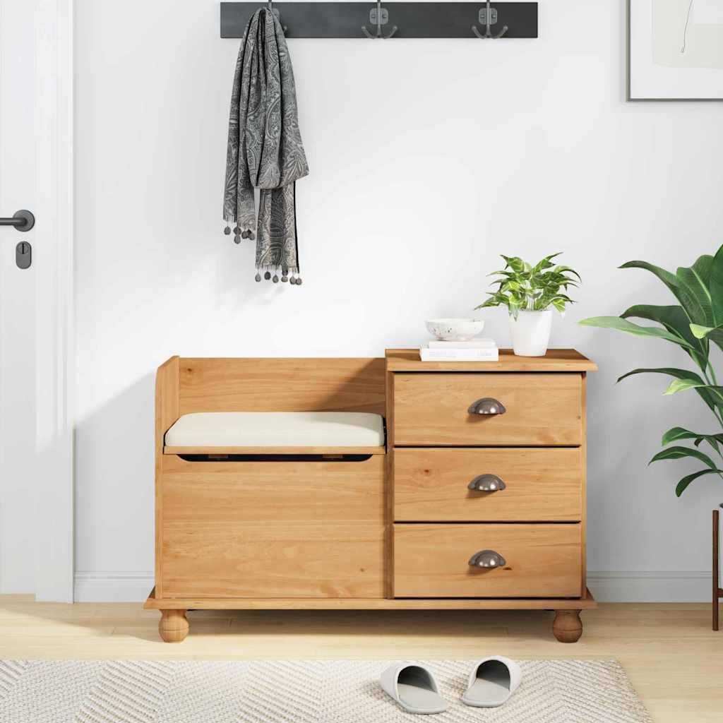 vidaXL Sitzbank mit Stauraum mit Speicher ASKIM Braun 100 x 39 x 62 cm