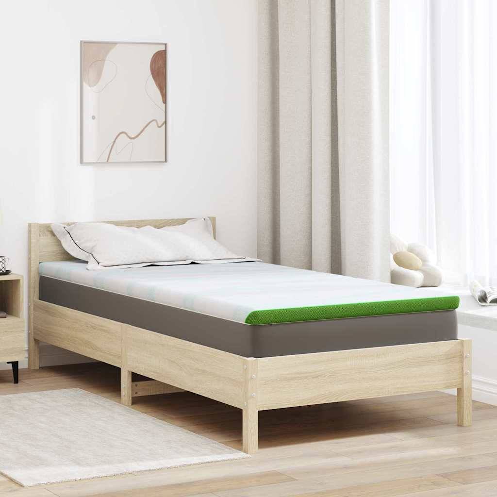 vidaXL Matratzenauflage Weiß und Grün 90 x 190 cm Jacquard Stoff