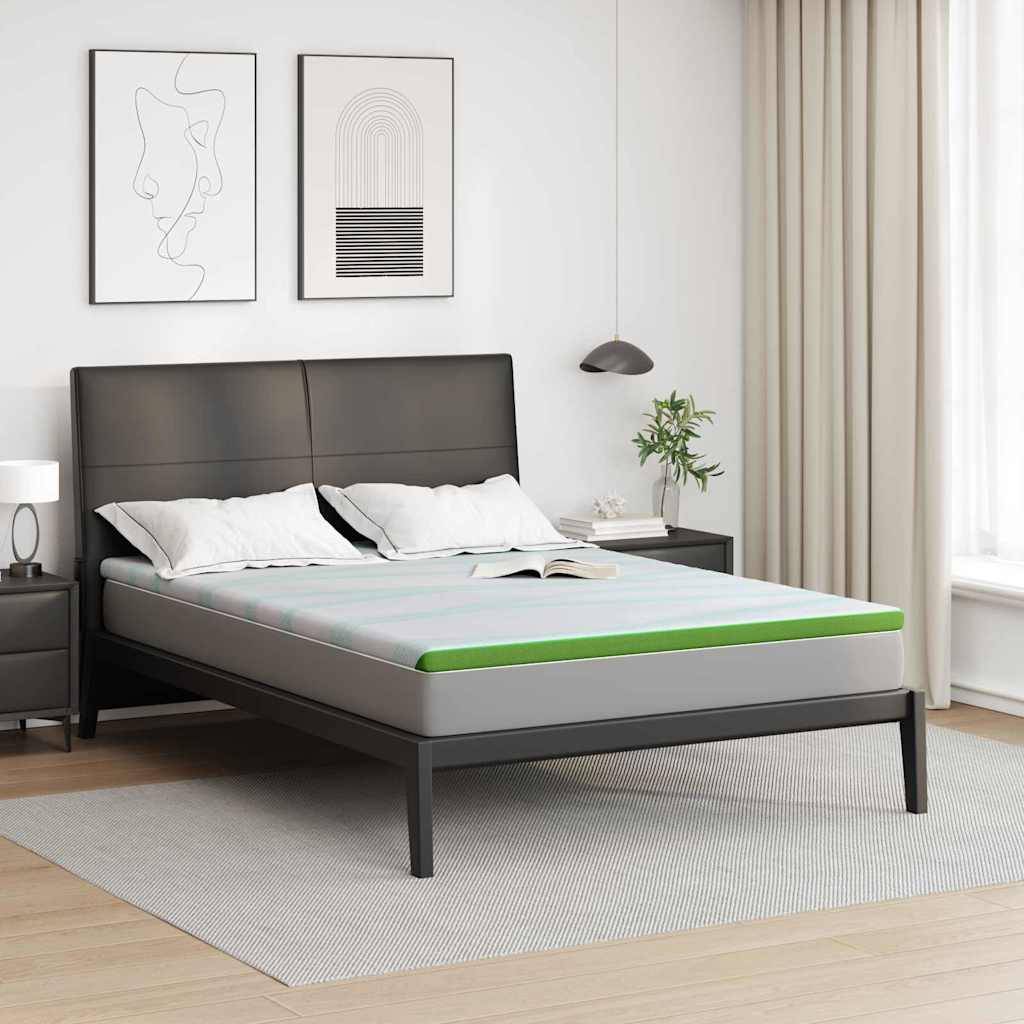 vidaXL Matratzenauflage Weiß und Grün 140 x 190 cm Jacquard Stoff