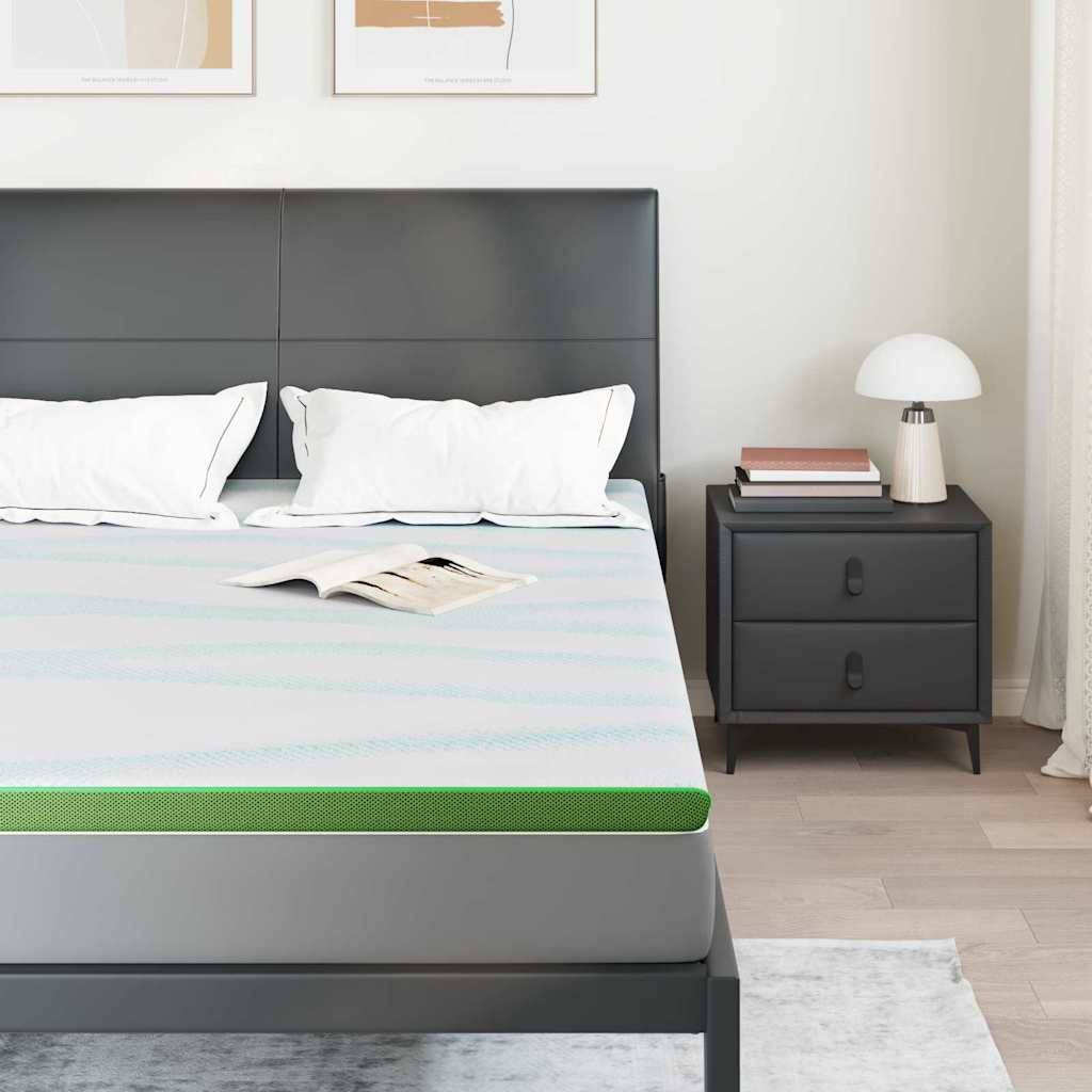 vidaXL Matratzenauflage Weiß und Grün 140 x 190 cm Jacquard Stoff