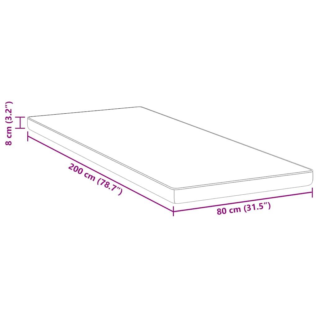 vidaXL Matratzenauflage Weiß 80 x 200 cm Jacquard-Stoff
