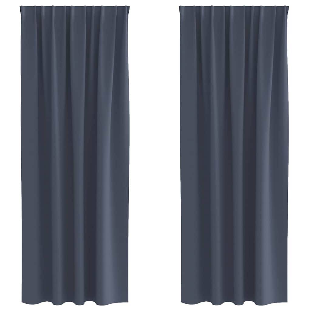 vidaXL Verdunkelungs-Vorhänge mit Ringen 2 pcs Anthrazit 225 x 140 cm