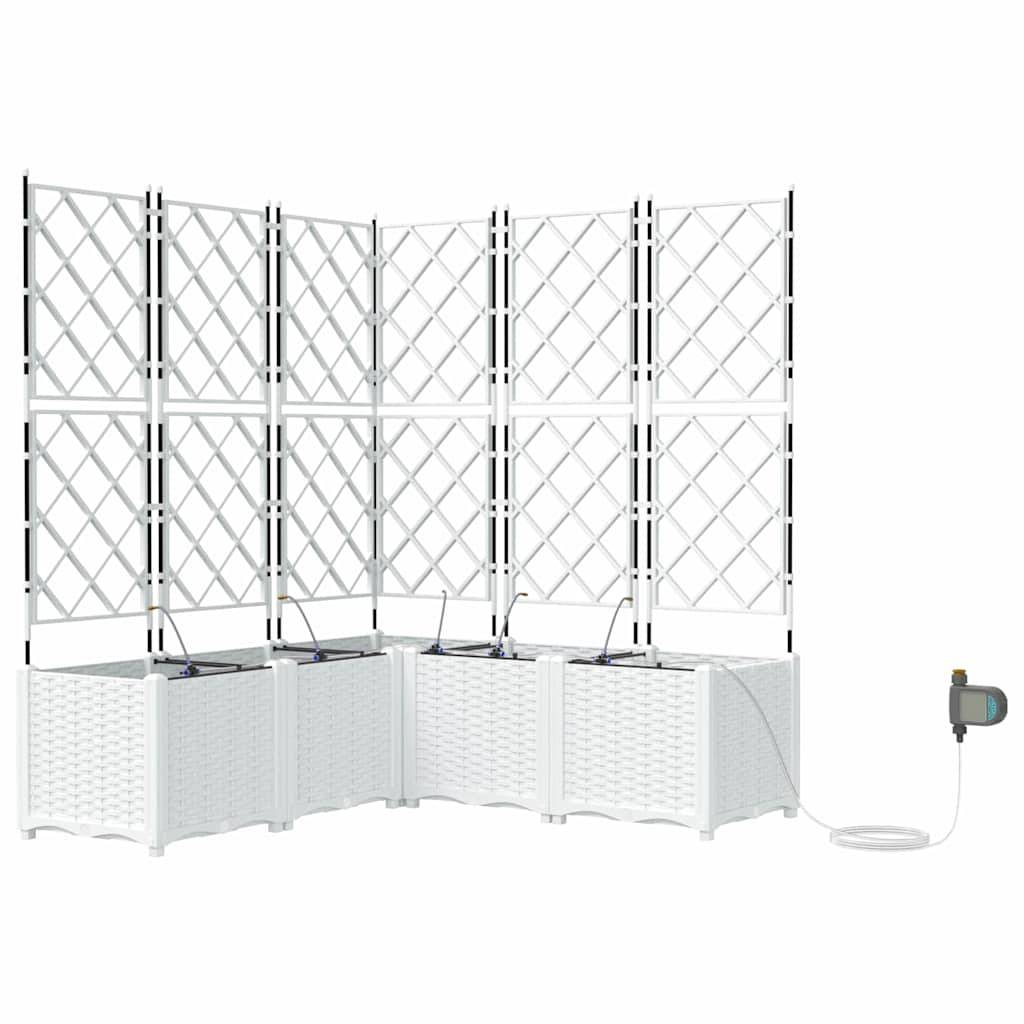 vidaXL Garten-Pflanzgefäß 5 pcs Weiß Kunststoff