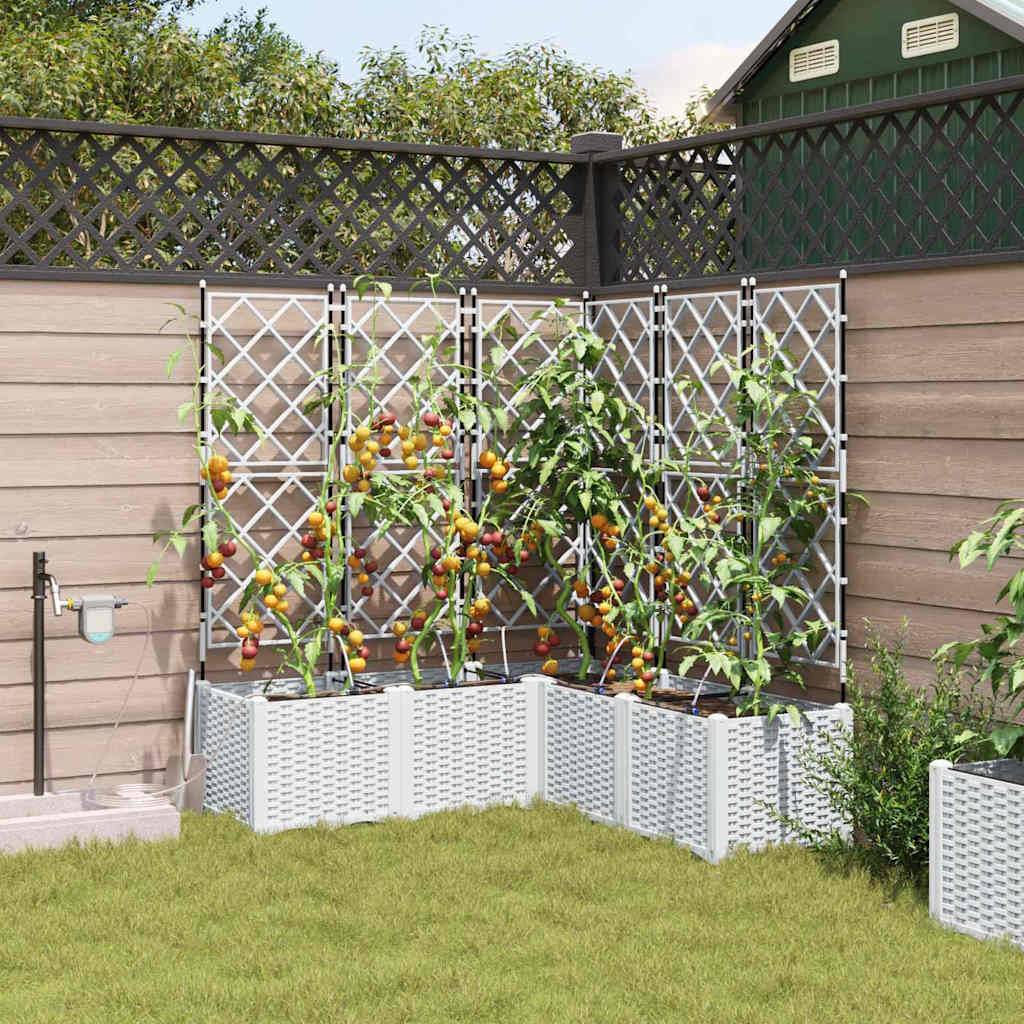 vidaXL Garten-Pflanzgefäß 5 pcs Weiß Kunststoff