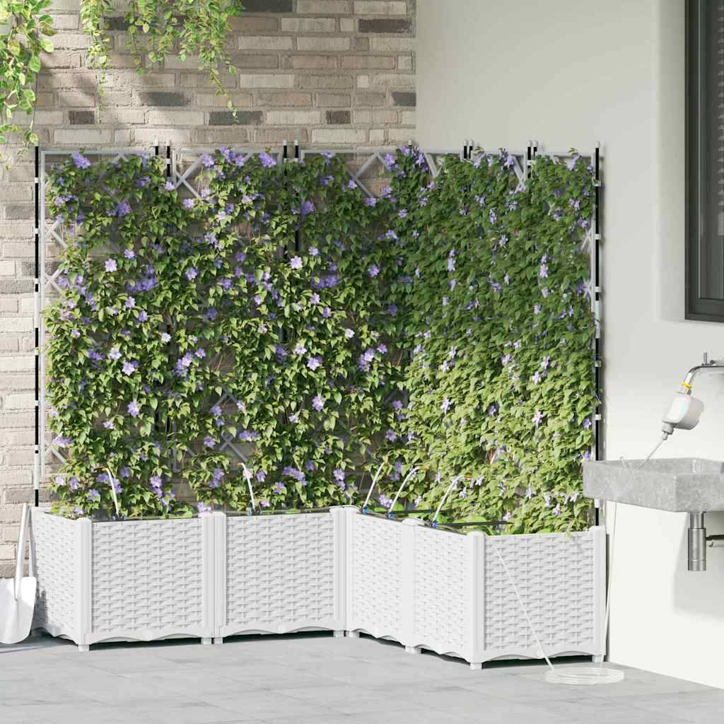 vidaXL Garten-Pflanzgefäß 5 pcs Weiß Kunststoff
