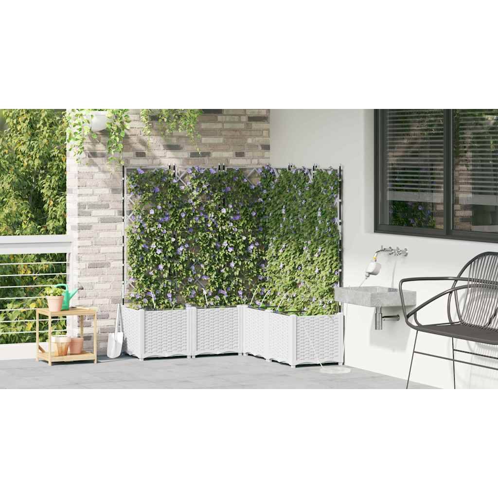 vidaXL Garten-Pflanzgefäß 5 pcs Weiß Kunststoff