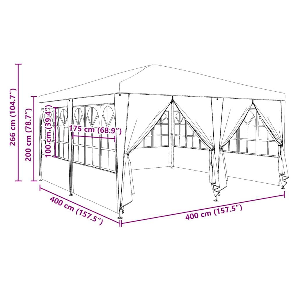 vidaXL Party-Zelt Weiß 400 x 400 x 266 cm Polyethylen