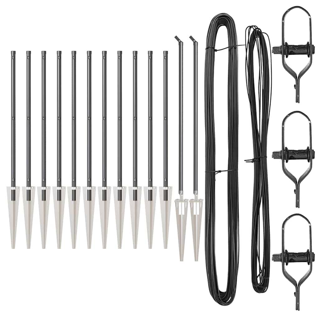 vidaXL Zaunpfosten 13 pcs Grau Stahl