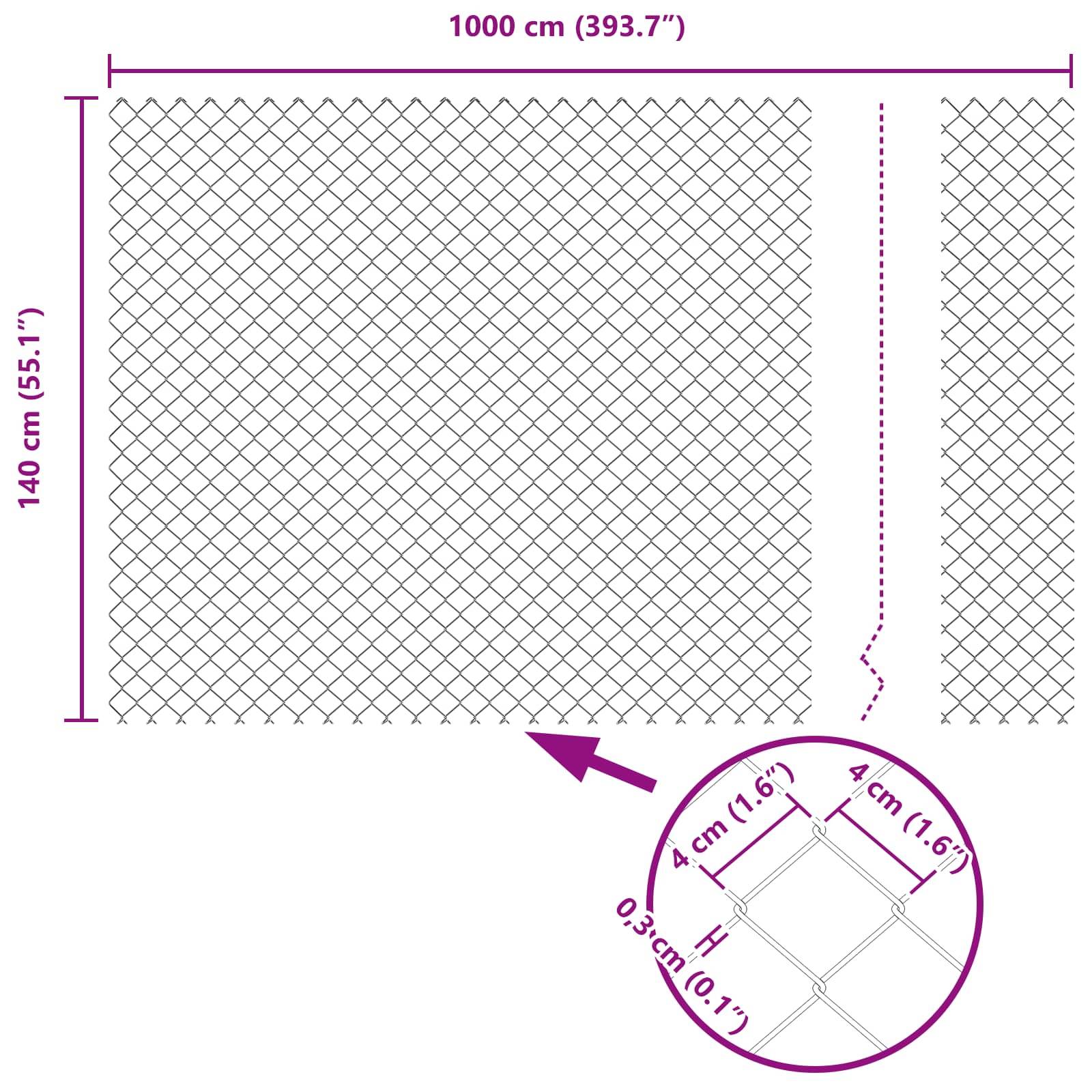 vidaXL Kettenzaun Grün 10 x 1,4 m Stahl