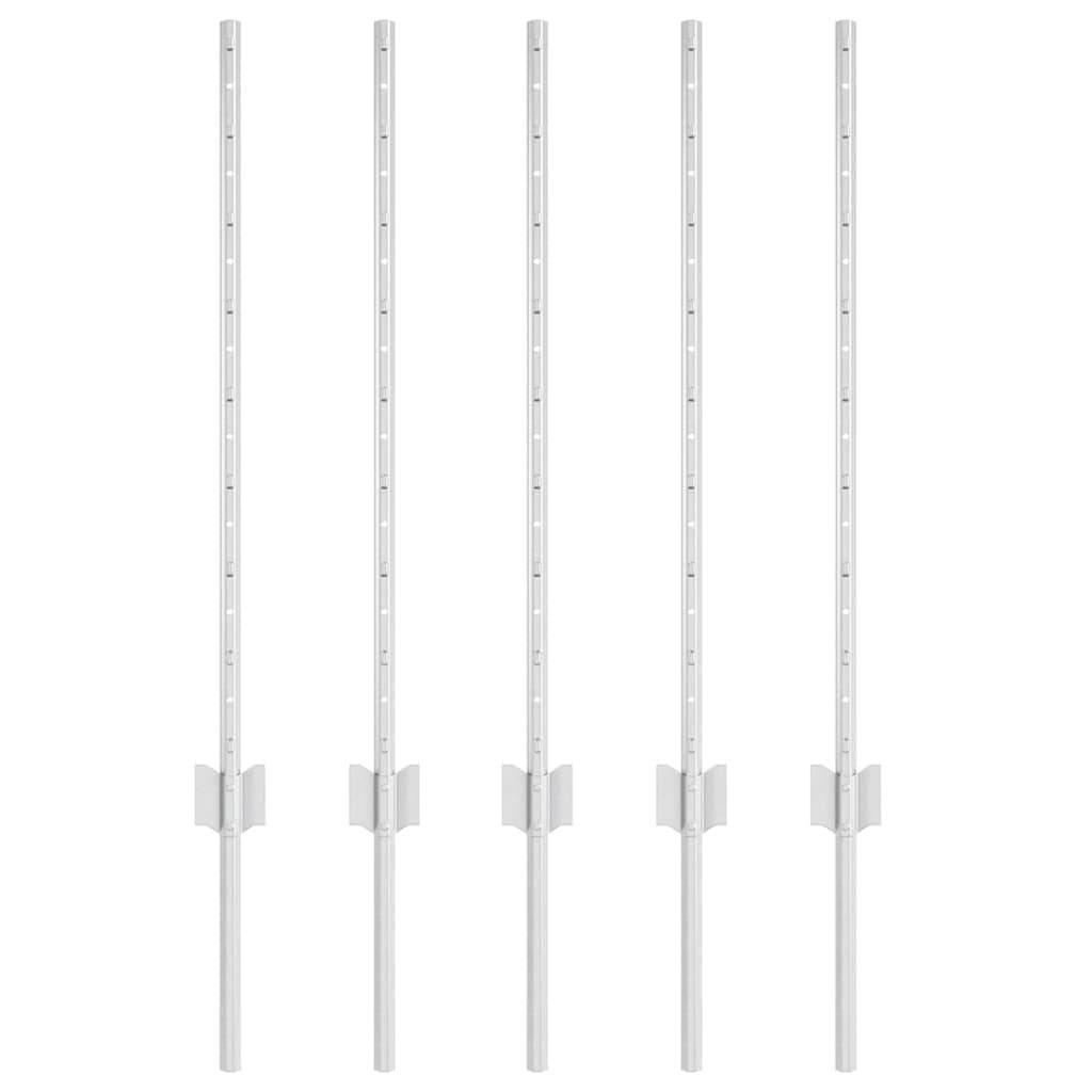 vidaXL Zaunpfosten 5 pcs Silber 80 cm Stahl