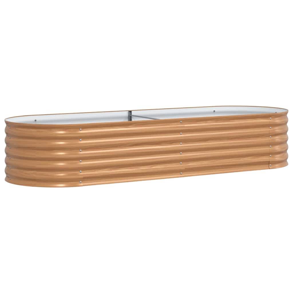 Ovale Pflanzbeete aus gewelltem Metall mit Kupferfinish, konzipiert für den Gartenbau.