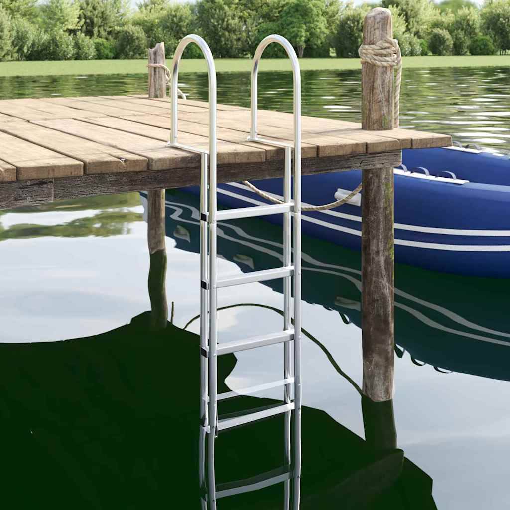 vidaXL 4-Stufen Dockleiter Silber 45 ×11,5 ×162 cm Aluminium