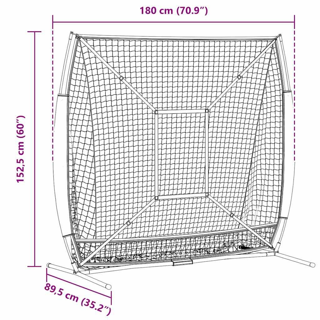 Schlagbildschirm-Netzdiagramm mit Abmessungen: Höhe 152,5 cm (60