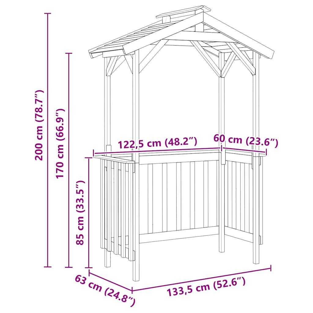 vidaXL Grillhütte 133,5 x 63 x 200 cm Imprägniertes Kiefernholz