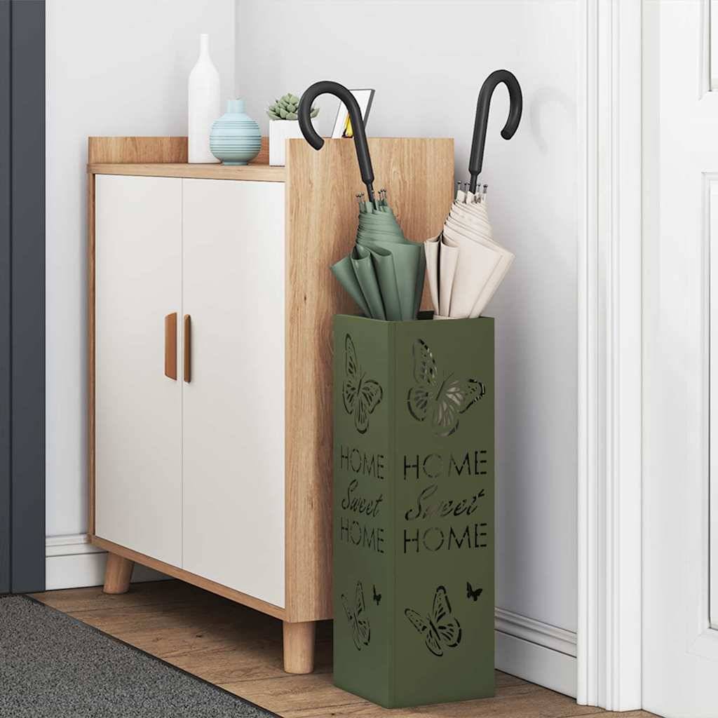 vidaXL Sonnenschirmhalter mit Speicher Oliv 15,5 x 15,5 x 49 cm Metall