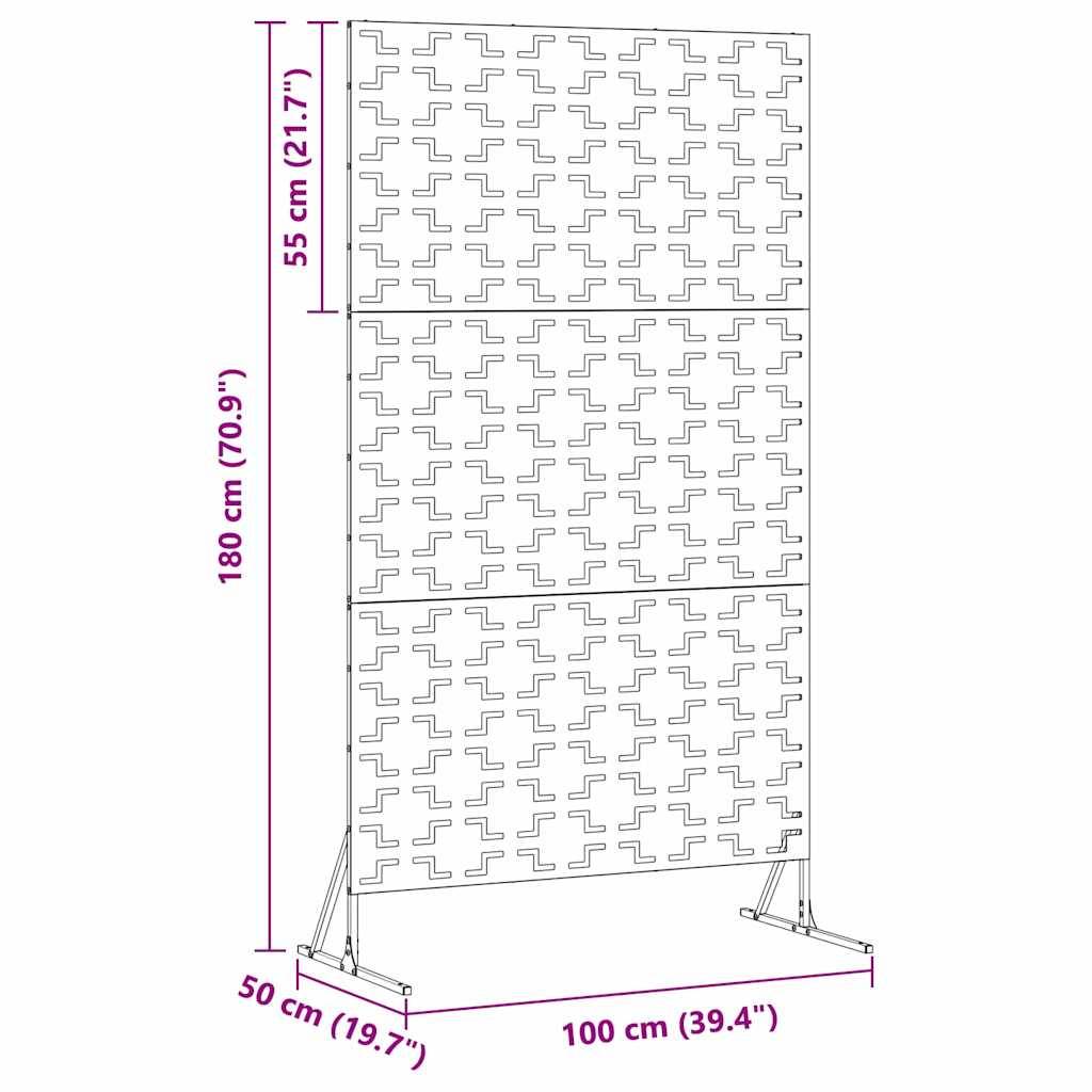 vidaXL Sichtschutz Grau 100 x 50 x 180 cm Wetterfeststahl
