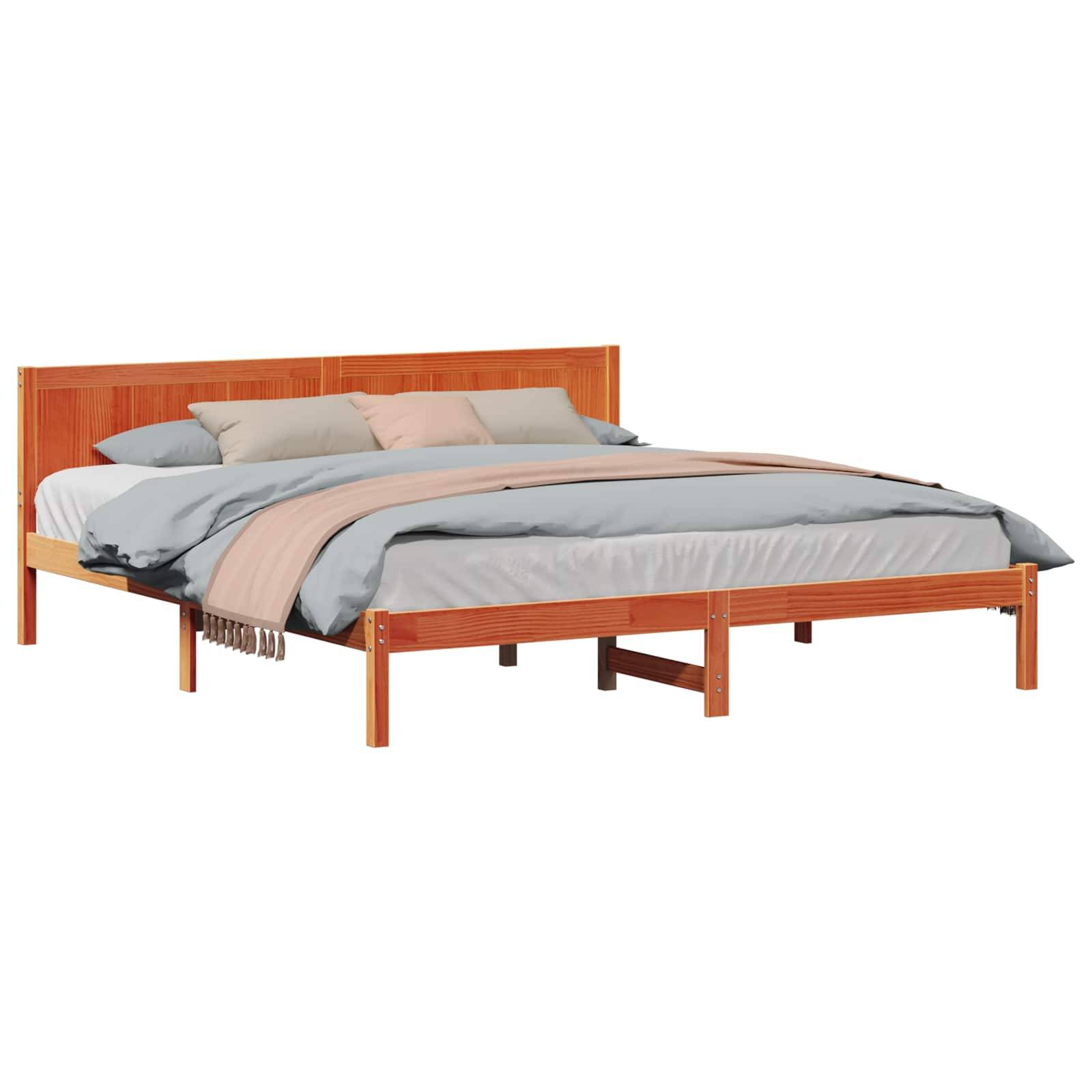 vidaXL Bettgestell Braun 200 x 200 cm Massivholz Kiefer
