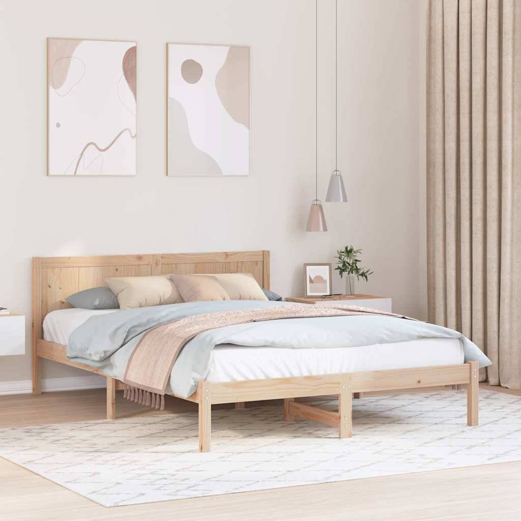 vidaXL Bettgestell Braun 150 x 200 cm Massivholz Kiefer