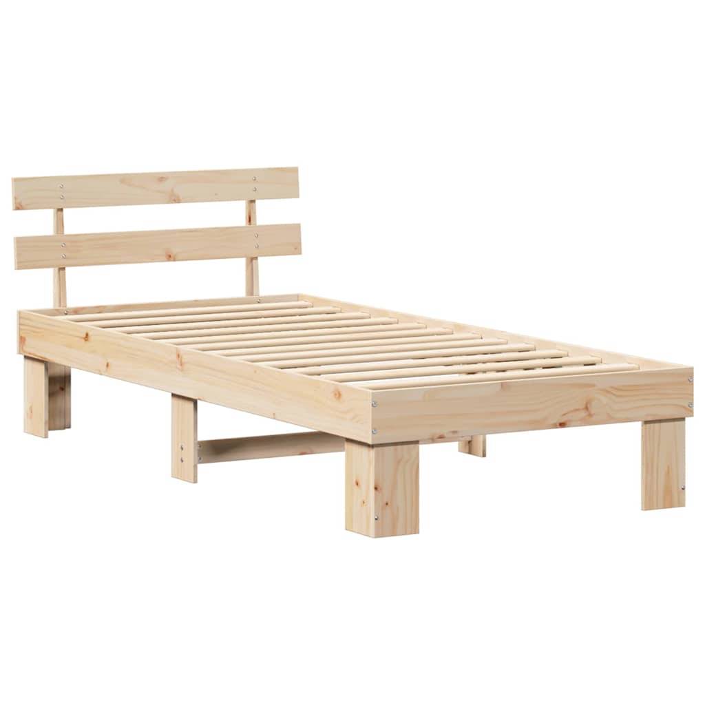 vidaXL Bettrahmen mit Kopfteil Natur 75 x 190 cm Massives Kiefernholz