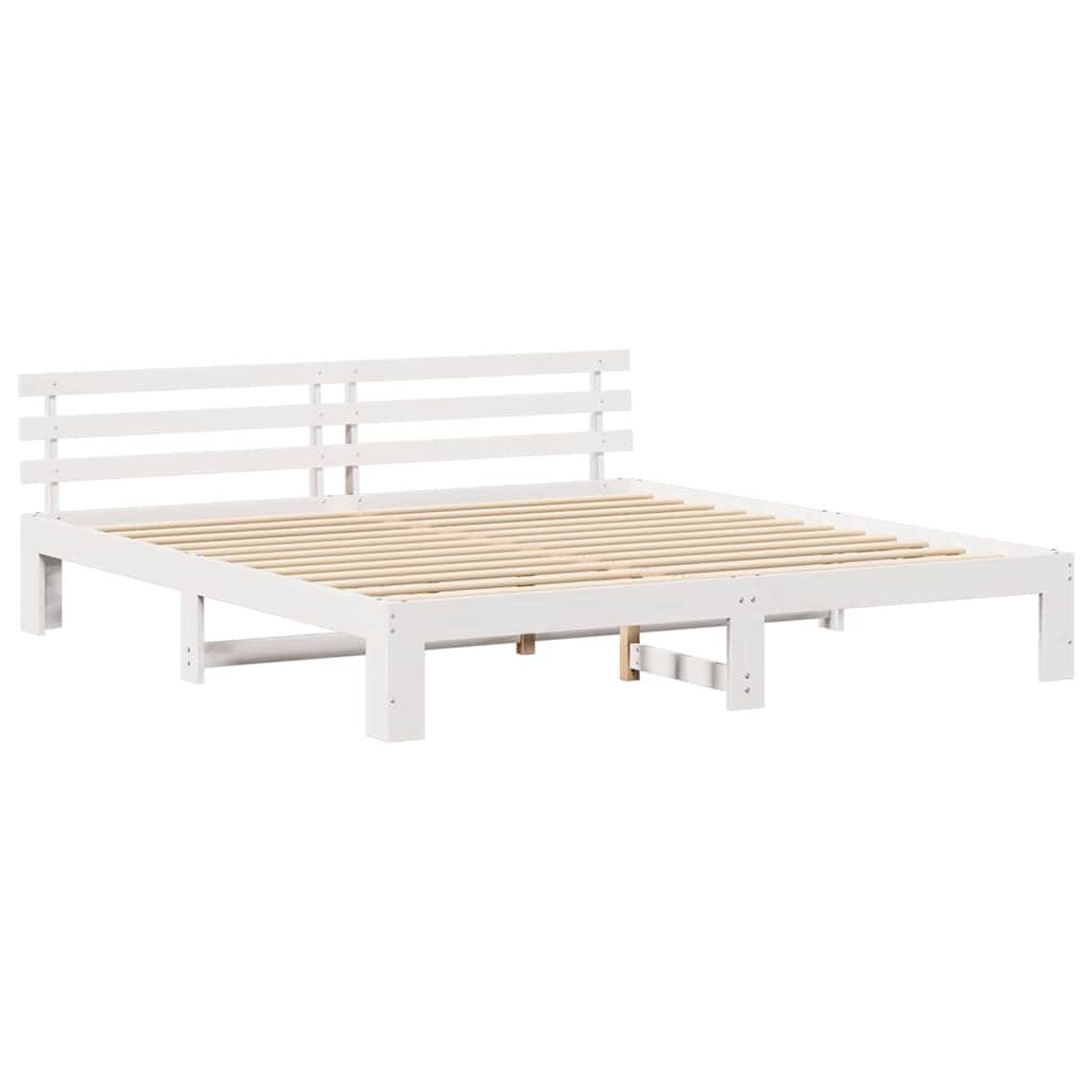 vidaXL Bettrahmen mit Kopfteil Weiß 180 x 200 cm Massives Kiefernholz