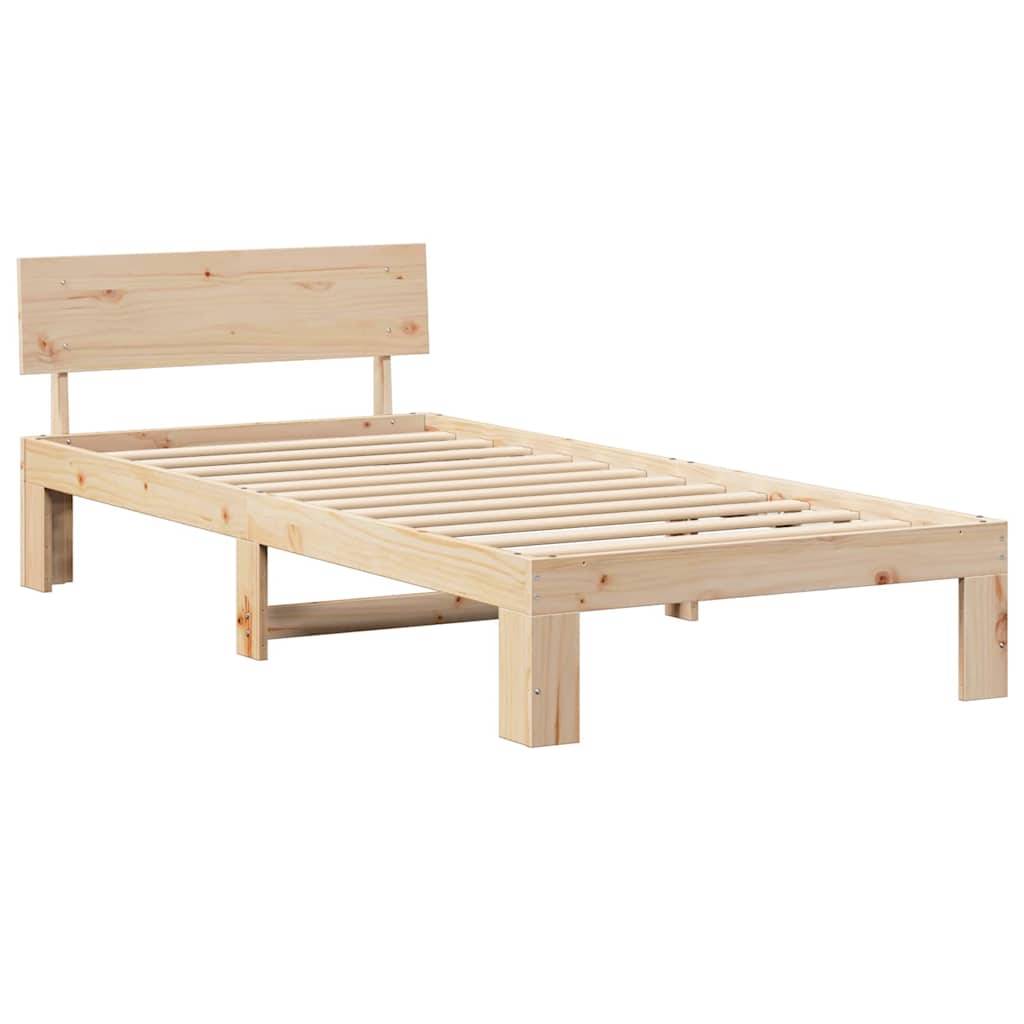 vidaXL Bettrahmen mit Kopfteil Natur 75 x 190 cm Massives Kiefernholz