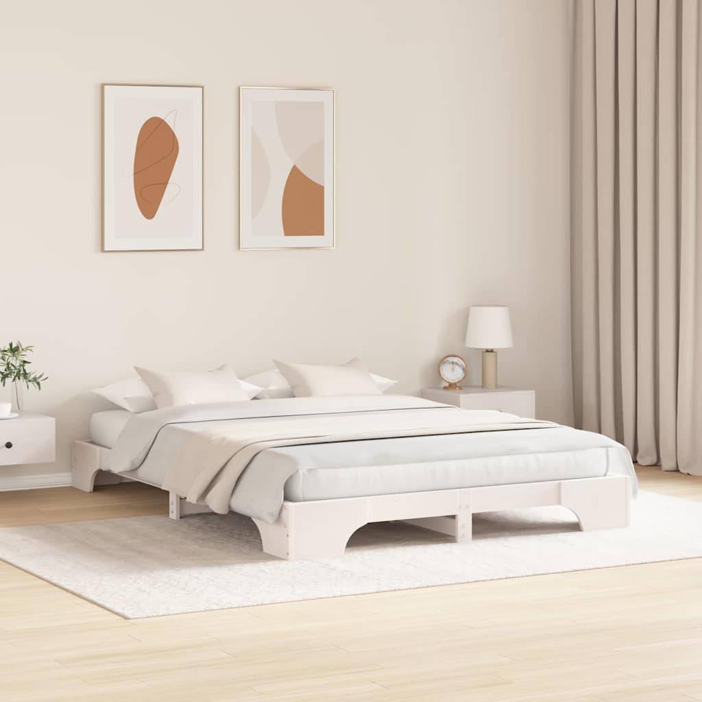 vidaXL Bettrahmen Weiß 160 x 200 cm Massives Kiefernholz
