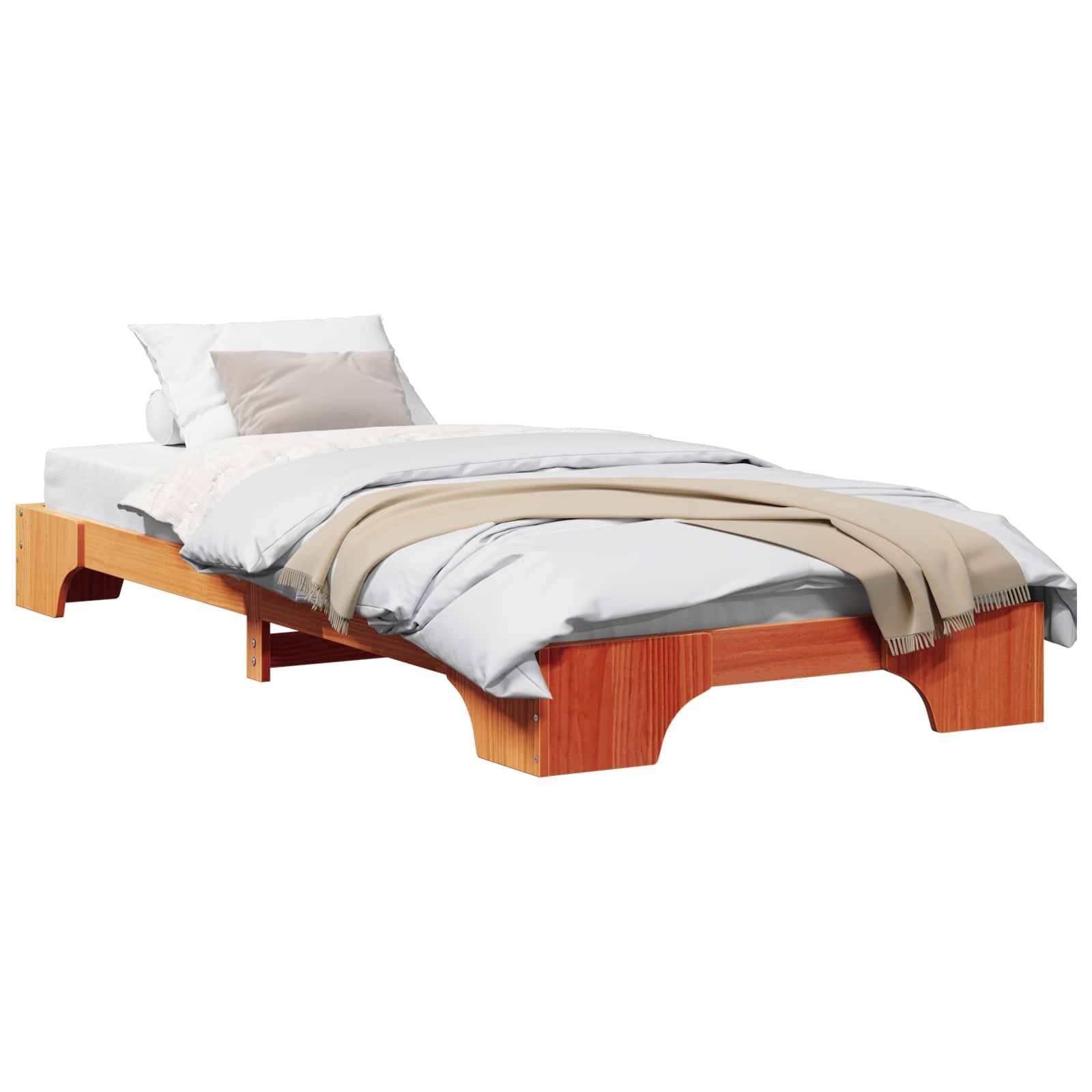 vidaXL Bettrahmen Wachsbraun 100 x 200 cm Massives Kiefernholz