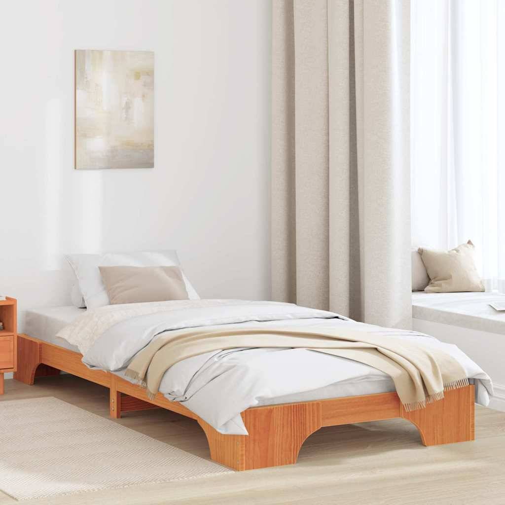 vidaXL Bettrahmen Wachsbraun 100 x 200 cm Massives Kiefernholz