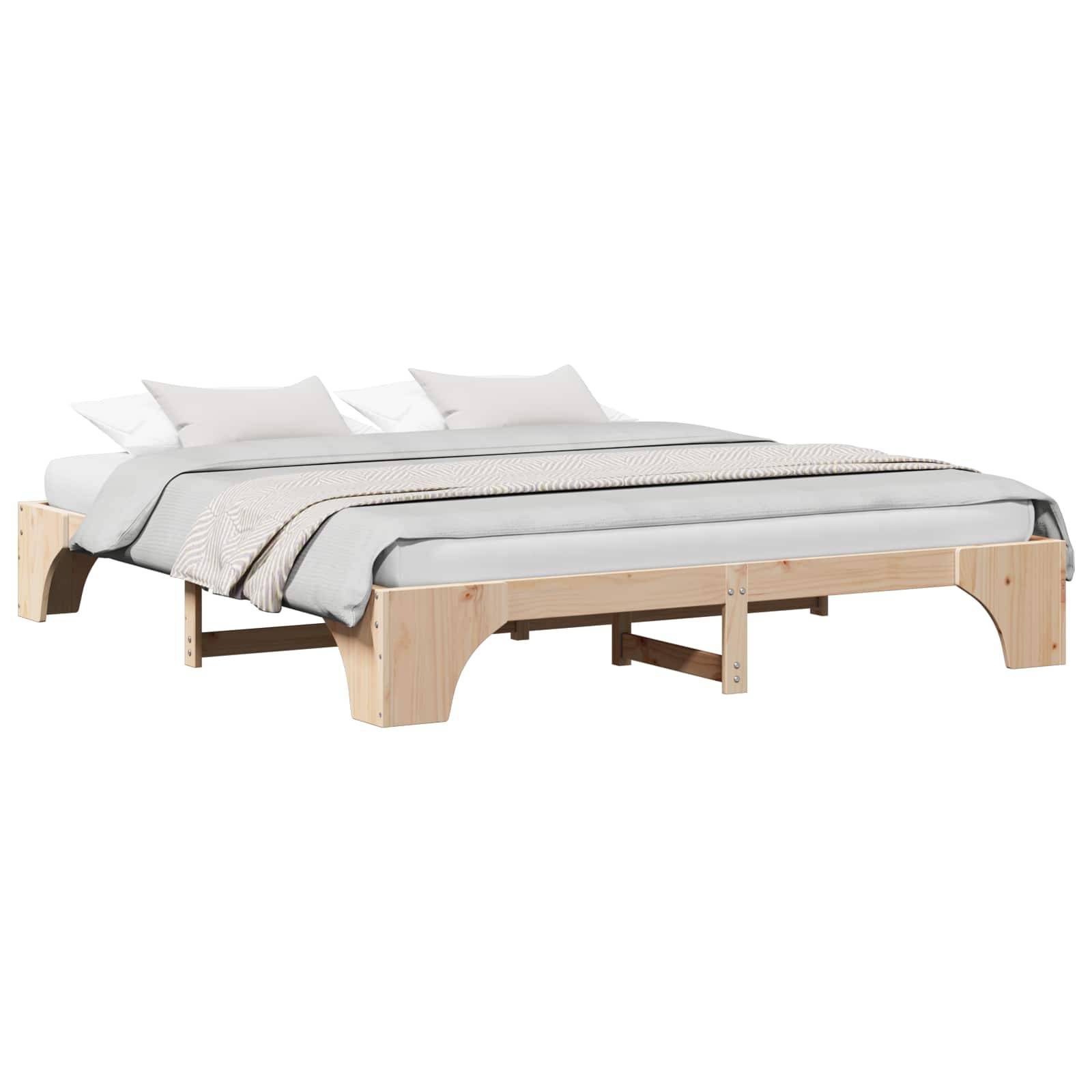 vidaXL Bettrahmen Natur 200 x 200 cm Massives Kiefernholz
