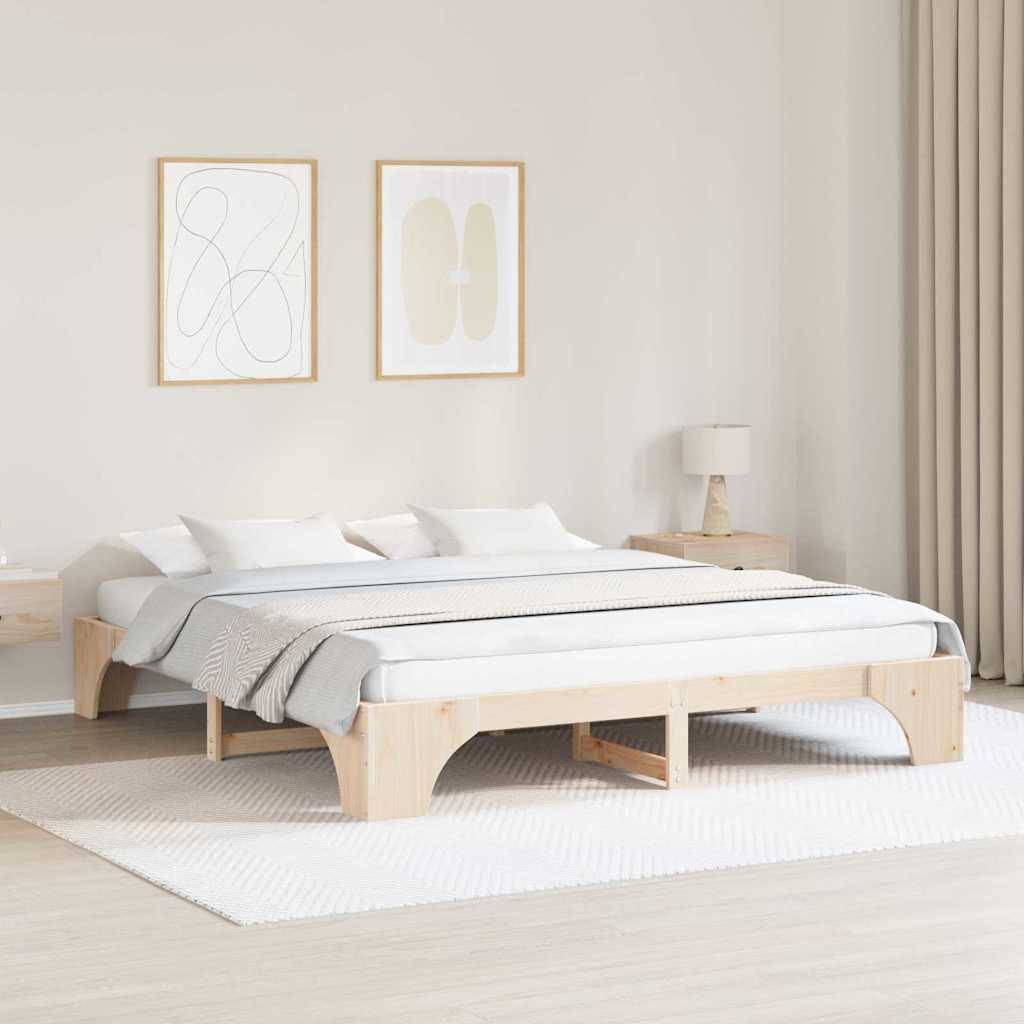 vidaXL Bettrahmen Natur 200 x 200 cm Massives Kiefernholz