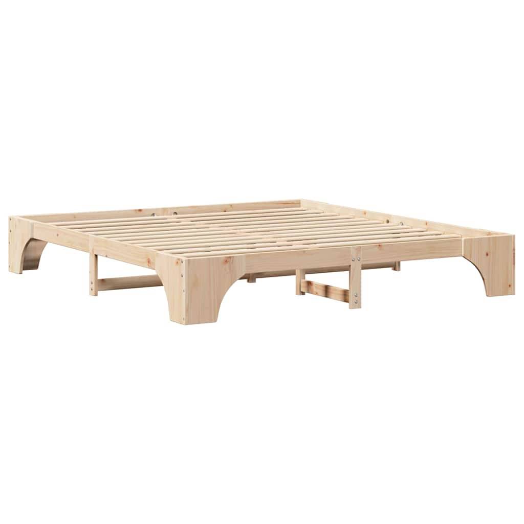 vidaXL Bettrahmen Natur 200 x 200 cm Massives Kiefernholz