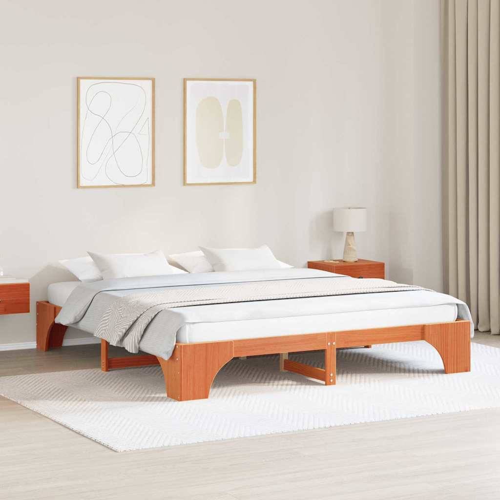 vidaXL Bettrahmen Wachsbraun 200 x 200 cm Massives Kiefernholz