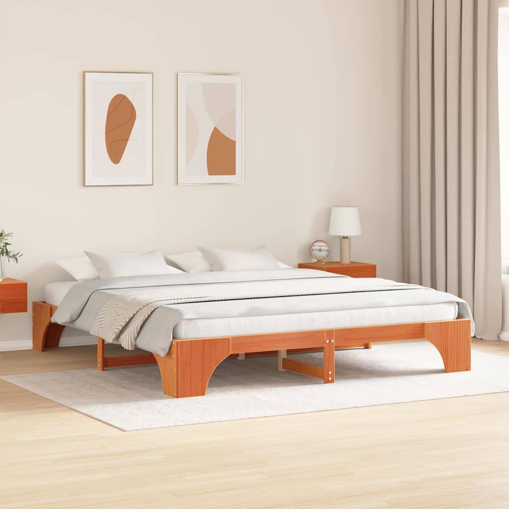 vidaXL Bettrahmen Wachsbraun 200 x 200 cm Massives Kiefernholz