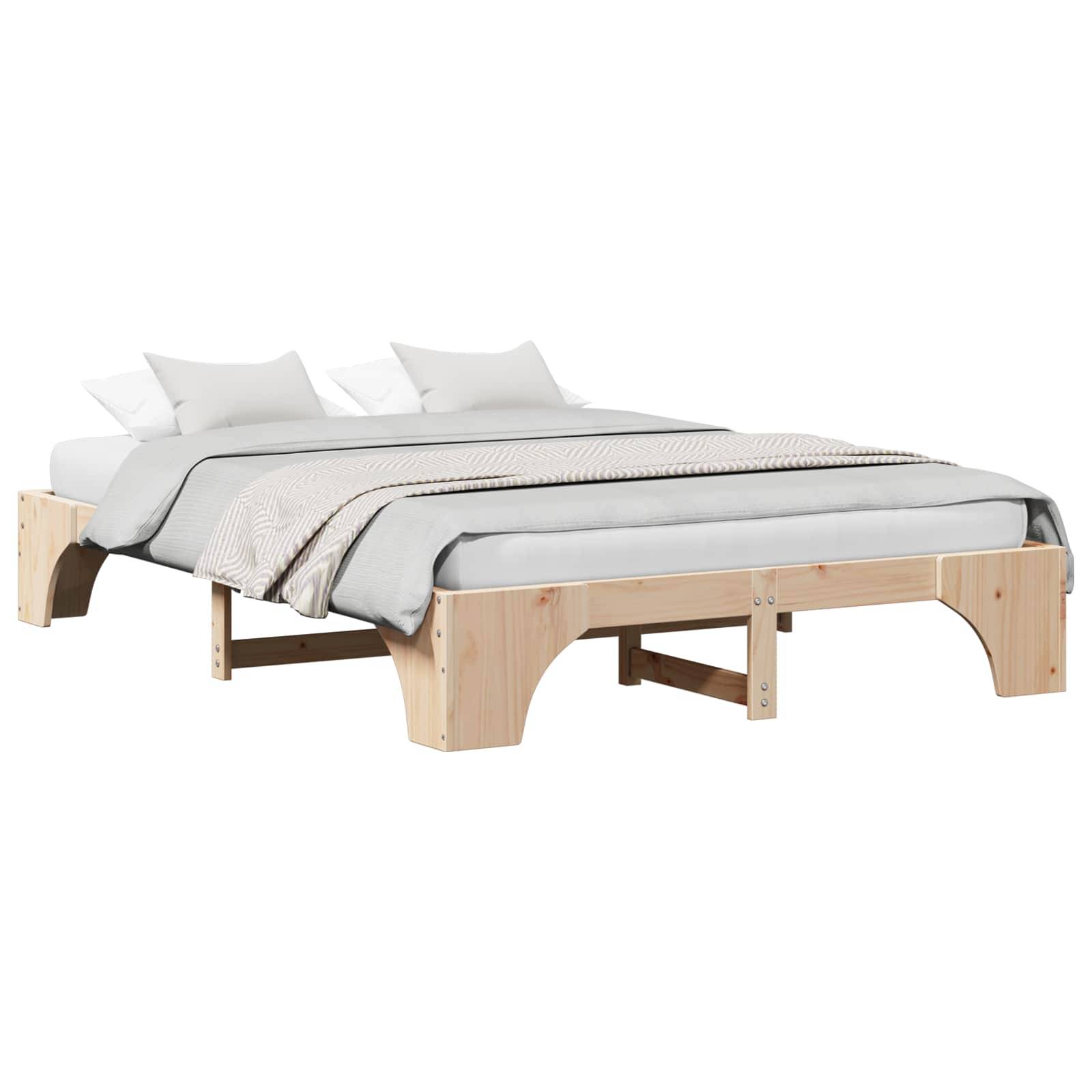 vidaXL Bettrahmen Natur 160 x 200 cm Massives Kiefernholz