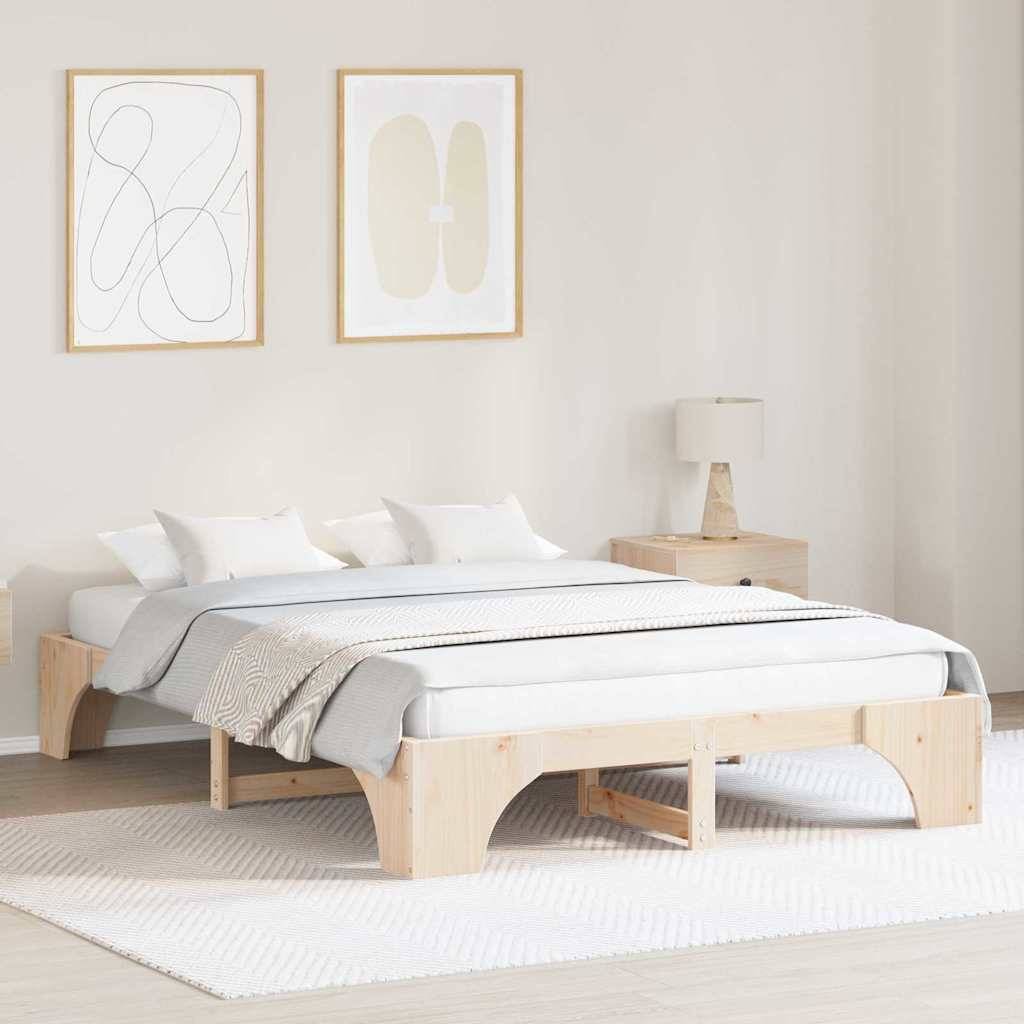 vidaXL Bettrahmen Natur 160 x 200 cm Massives Kiefernholz