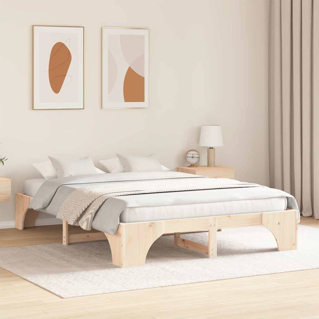 vidaXL Bettrahmen Natur 160 x 200 cm Massives Kiefernholz
