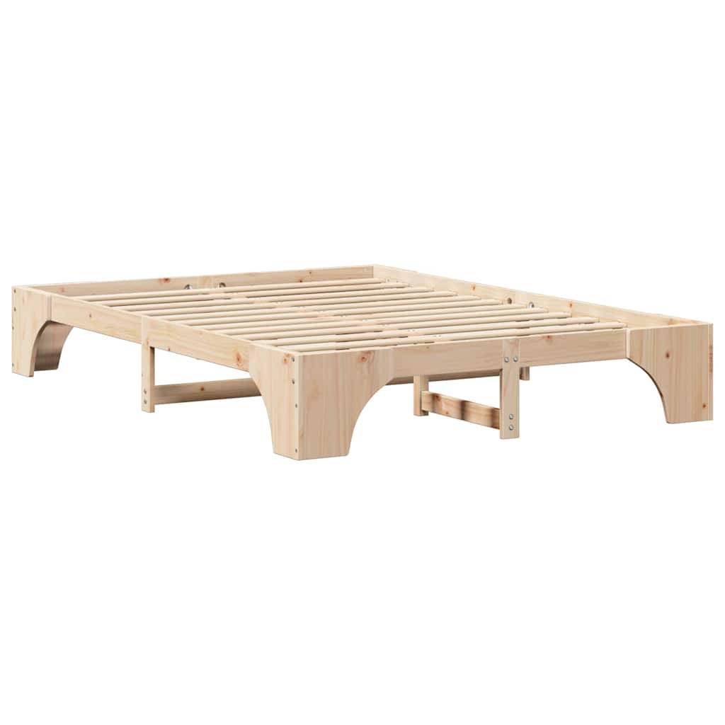 vidaXL Bettrahmen Natur 150 x 200 cm Massives Kiefernholz