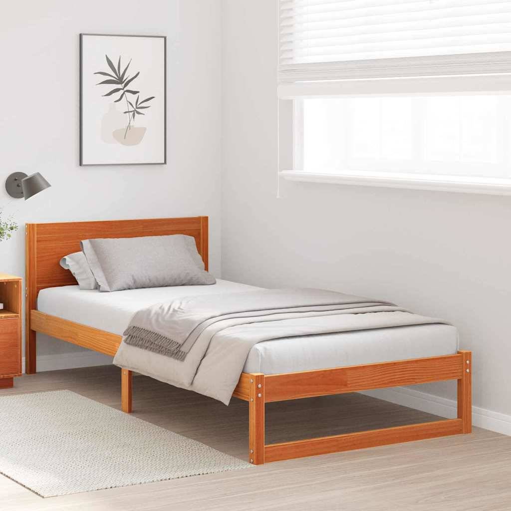 vidaXL Bettrahmen Wachsbraun 75 x 190 cm Massives Kiefernholz