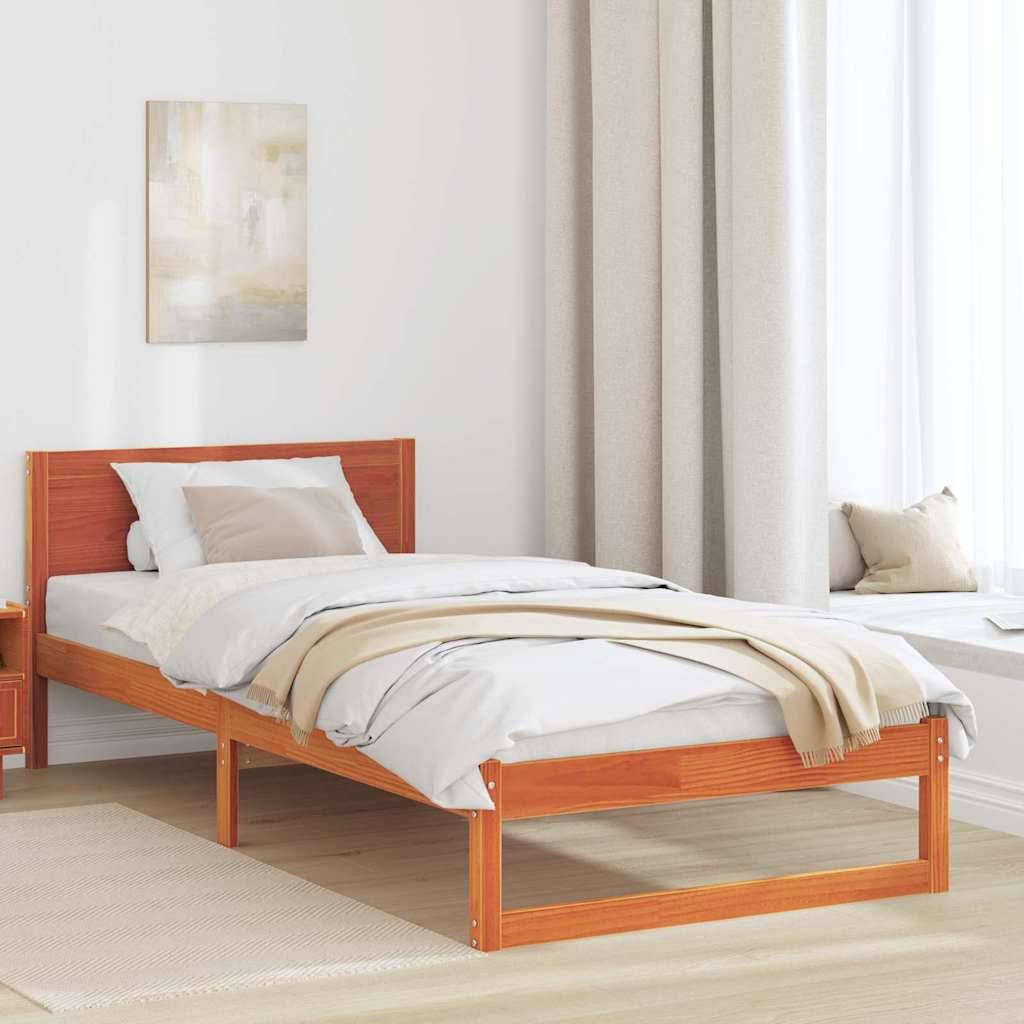 vidaXL Bettrahmen Wachsbraun 75 x 190 cm Massives Kiefernholz